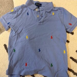 Polo Ralph Lauren Kids Embroidered Polo - Light Blue with Multicolor Logos